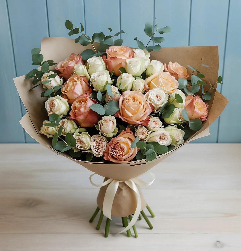 Букет цветов из: Альстромерии и Розы в Кизляре Республики Северная Осетия-Алания