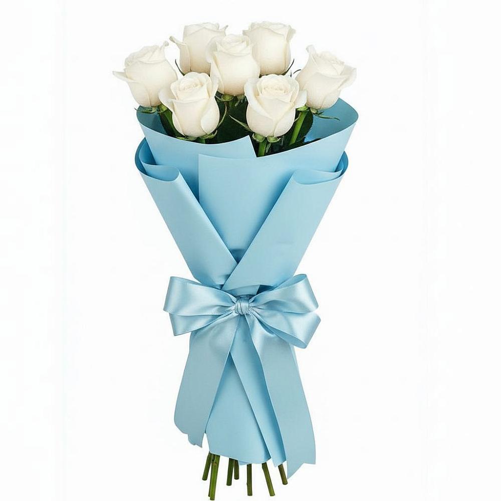 Букет 7 белых роз Проуд в Кизляре Республики Северная Осетия-Алания