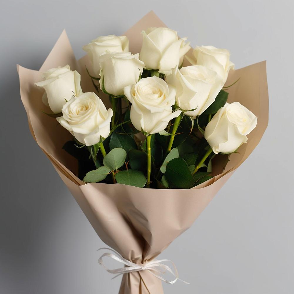 Букет 9 Белых роз Эдлесс Лав в Кизляре Республики Северная Осетия-Алания