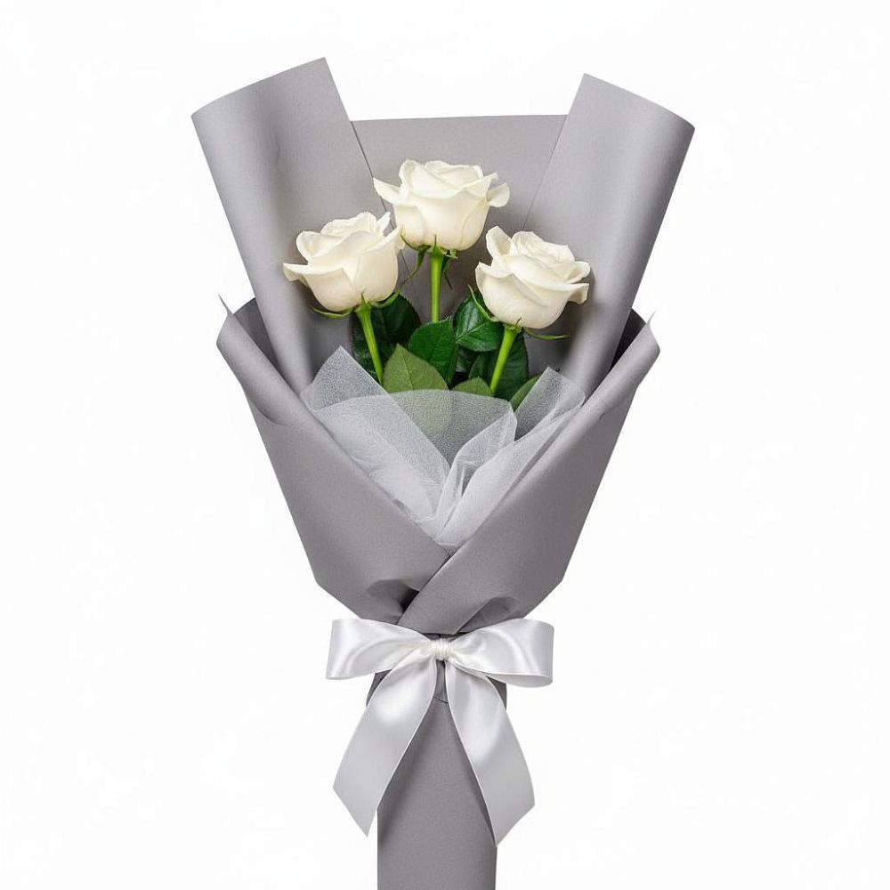Букет 3 белые розы в Кизляре Республики Северная Осетия-Алания