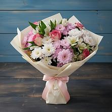 Букет цветов из:  Хризантемы, Альстромерии и Розы в Кизляре Республики Северная Осетия-Алания