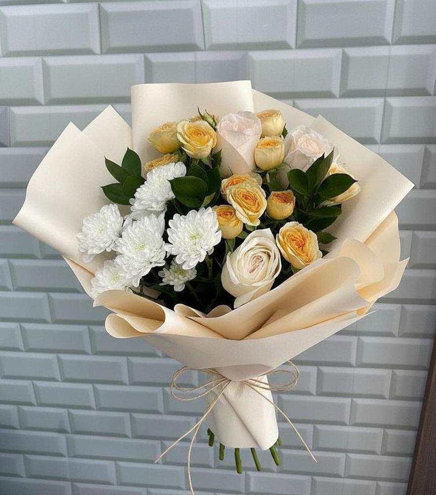 Букет цветов из: Розы и Хризантемы в Кизляре Республики Северная Осетия-Алания