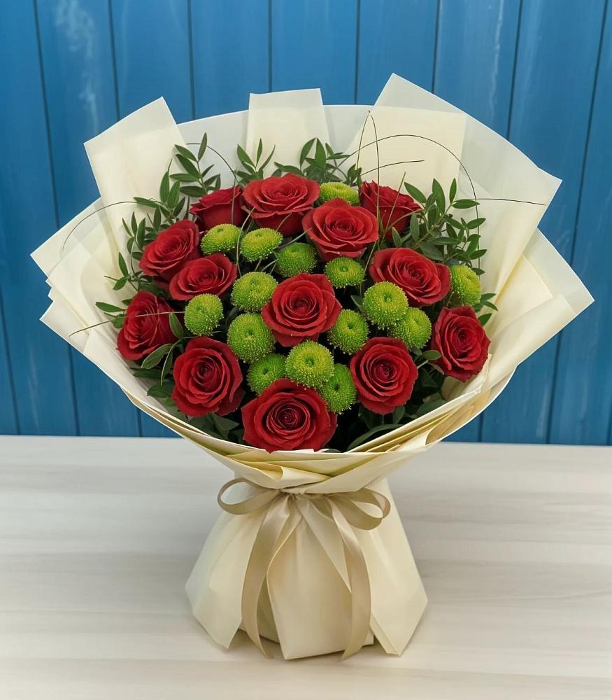 Букет цветов из: Розы и Хризантемы в Кизляре Республики Северная Осетия-Алания